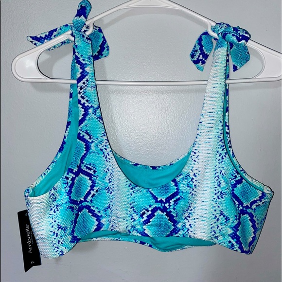 Ambrielle Blue Snake Skin Bikini Top - Picture 2 of 2